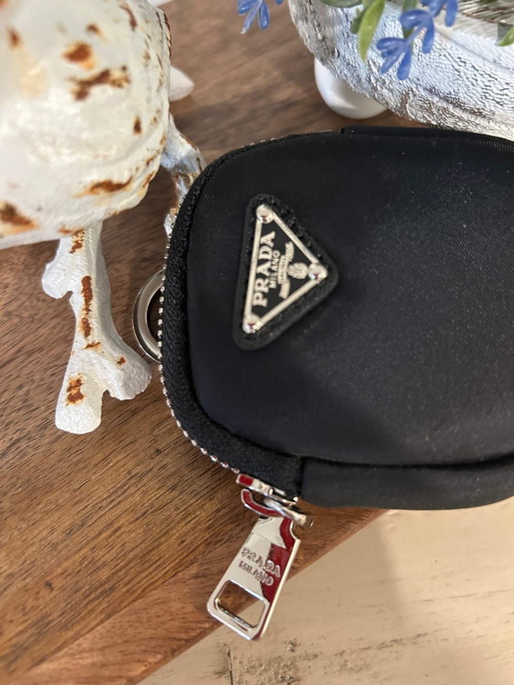 Prada Black Nylon Mini Pouch with Silver Triangle Logo - Picture 4 of 8